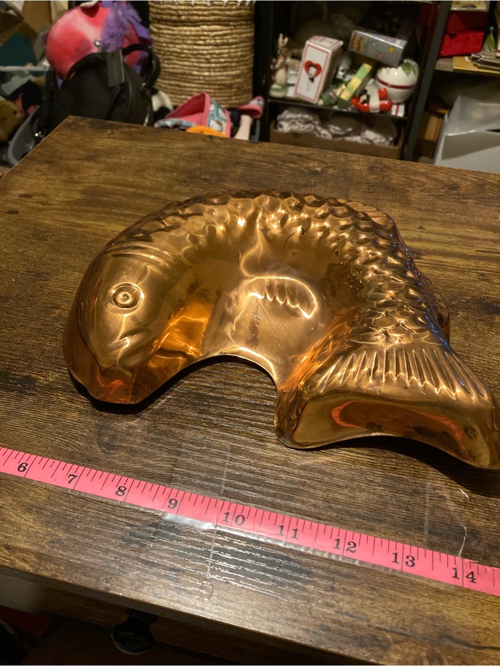 Vintage copper fish jello mold